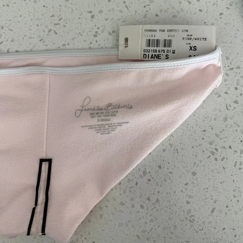 Frankies Bikinis Hannah 70s Cheeky Bikini Bottom - Rosewater - XS - NWT